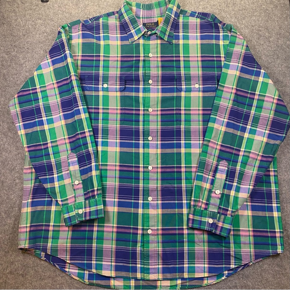 Polo by Ralph Lauren Men's Multicolor Plaid Dress Shirt, Long Sleeve, Size 3XB - Picture 2 of 14